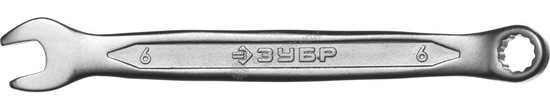 Фотография Ключ ЗУБР "МАСТЕР" гаечный комбинированный, Cr-V сталь, хромированный, 6мм 27087-06