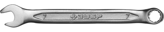Фотография Ключ ЗУБР "МАСТЕР" гаечный комбинированный, Cr-V сталь, хромированный, 7мм 27087-07