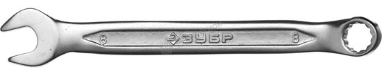 Фотография Ключ ЗУБР "МАСТЕР" гаечный комбинированный, Cr-V сталь, хромированный, 8мм 27087-08