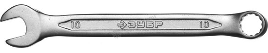 Фотография Ключ ЗУБР "МАСТЕР" гаечный комбинированный, Cr-V сталь, хромированный, 10мм 27087-10