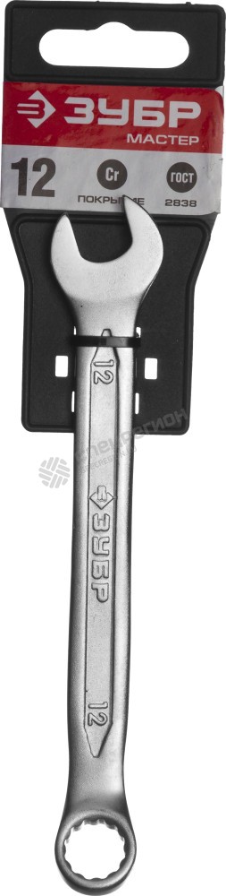Фотография Ключ ЗУБР "МАСТЕР" гаечный комбинированный, Cr-V сталь, хромированный, 12мм 27087-12