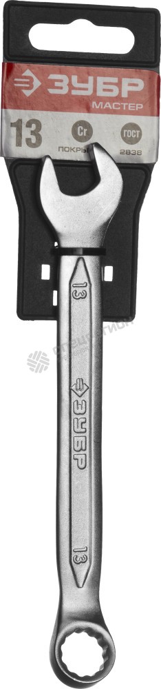Фотография Ключ ЗУБР "МАСТЕР" гаечный комбинированный, Cr-V сталь, хромированный, 13мм 27087-13
