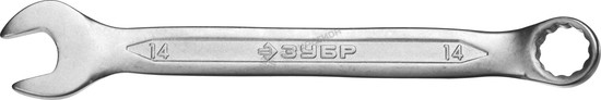Фотография Ключ ЗУБР "МАСТЕР" гаечный комбинированный, Cr-V сталь, хромированный, 14мм 27087-14