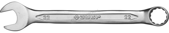 Фотография Ключ ЗУБР "МАСТЕР" гаечный комбинированный, Cr-V сталь, хромированный, 22мм 27087-22