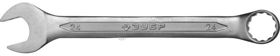 Фотография Ключ ЗУБР "МАСТЕР" гаечный комбинированный, Cr-V сталь, хромированный, 24мм 27087-24