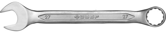 Фотография Ключ ЗУБР "МАСТЕР" гаечный комбинированный, Cr-V сталь, хромированный, 27мм 27087-27