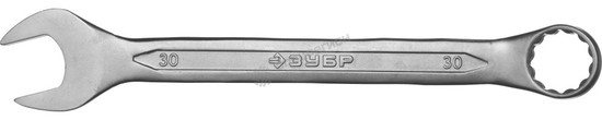 Фотография Ключ ЗУБР "МАСТЕР" гаечный комбинированный, Cr-V сталь, хромированный, 30мм 27087-30