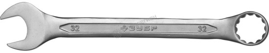 Фотография Ключ ЗУБР "МАСТЕР" гаечный комбинированный, Cr-V сталь, хромированный, 32мм 27087-32