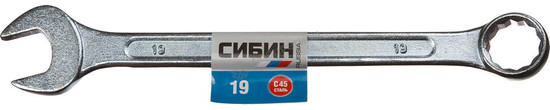 Фотография Ключ комбинированный гаечный СИБИН, белый цинк, 19 мм 27089-19