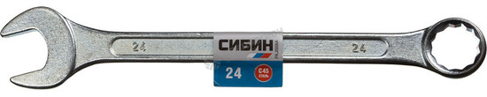 Фотография Ключ комбинированный гаечный СИБИН, белый цинк, 24 мм 27089-24