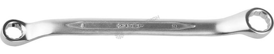 Фотография Ключ ЗУБР "ПРОФИ" гаечный накидной изогнутый, Cr-V сталь, хромированный, 8х10мм 27132-08-10