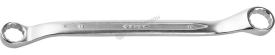 Фотография Ключ ЗУБР "ПРОФИ" гаечный накидной изогнутый, Cr-V сталь, хромированный, 13х14мм 27132-13-14
