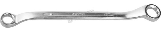 Фотография Ключ ЗУБР "ПРОФИ" гаечный накидной изогнутый, Cr-V сталь, хромированный, 14х15мм 27132-14-15