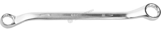 Фотография Ключ ЗУБР "ПРОФИ" гаечный накидной изогнутый, Cr-V сталь, хромированный, 19х22мм 27132-19-22