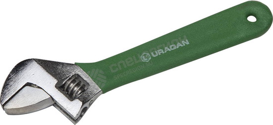 Фотография Ключ разводной URAGAN, хромированный, с обливной рукояткой, 150мм 27243-15