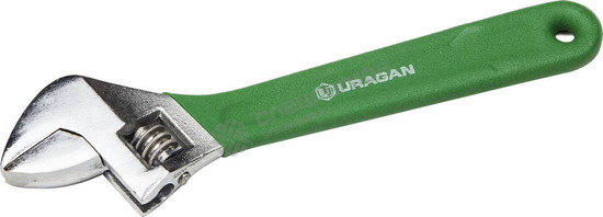 Фотография Ключ разводной URAGAN, хромированный, с обливной рукояткой, 200мм 27243-20