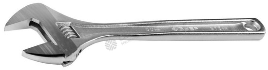 Фотография Ключ 27260-37 ЗУБР "ЭКСПЕРТ" разводной,Cr-V,хромир покрытие,эргоном рукоятка,увелич зев,угол наклона