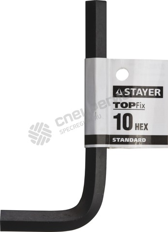 Фотография Ключ имбусовый STAYER "STANDARD", сталь, черный, 10мм 27405-10