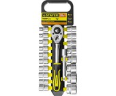 Набор STAYER "STANDARD": Торцовые головки (1/2") на пластиковом рельсе, трещотка, удлинитель, 8-32мм