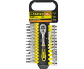 Набор STAYER "STANDARD": Торцовые головки, биты-головки (1/4") на пластик рельсе, трещотка, удл-тель