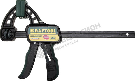 Фотография Струбцина 32226-15 KRAFTOOL "EcoKraft" ручная пистолетная, пластиковый корпус, 150/350мм, 150кгс