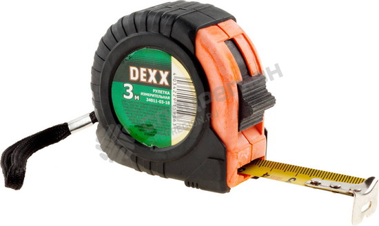 Фотография Рулетка Dexx 34011-03-18 обрезиненный пластиковый корпус, 3мх18мм