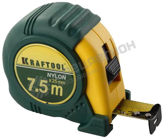 Фотография Рулетка Kraftool 34122-08 с нейлоновым покрытием, 8м / 25мм