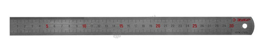 Фотография Линейка 34280-0.9-030 ЗУБР нержавеющая, двусторонняя, непрерывная шкала 1/2мм / 1мм, двухцветная, дл