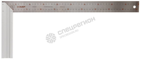 Фотография Угольник 34394-50 ЗУБР "ЭКСПЕРТ" столярный, усиленная алюминиевая рукоятка, нержавеющее полотно 37мм