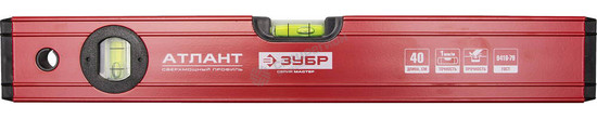 Фотография Уровень 34585-040 ЗУБР "УС - 5" коробчатый усиленный, фрезерованный, 3 глазка, крашенный, с ручками,
