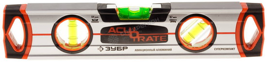 Фотография Уровень ЗУБР "ТОРПЕДО" "ACURATE 4" фрезерованный, особопрочный профиль из авиационного алюминия, 3 а