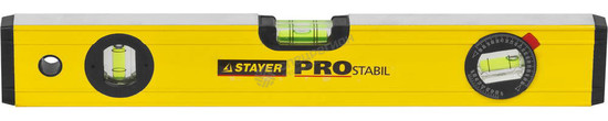 Фотография Уровень STAYER "PROFI" PROSTABIL профессион коробчатый, усилен, 2 фрезер поверхн, 3 ампулы (1 поворо