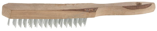 Фотография Щетка проволочная стальная Tebton 3503-4 с деревянной ручкой 4 ряда