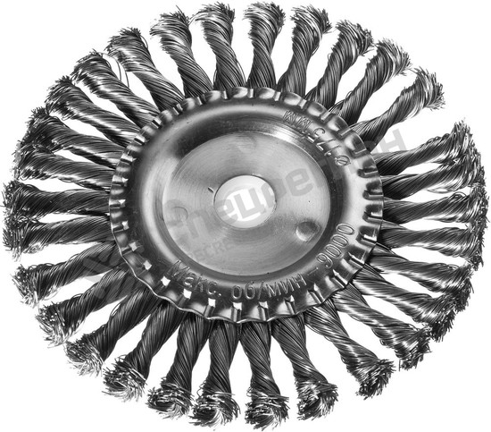 Фотография Щетка 35100-175 DEXX  дисковая  для УШМ, жгутированные пучки стальной проволоки 0,5мм, 175мм/22мм