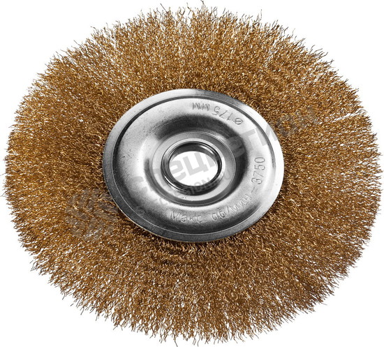 Фотография Щетка 35101-175 DEXX  дисковая  для УШМ, витая стальная латунированная проволока 0,3мм, 175мм/22мм