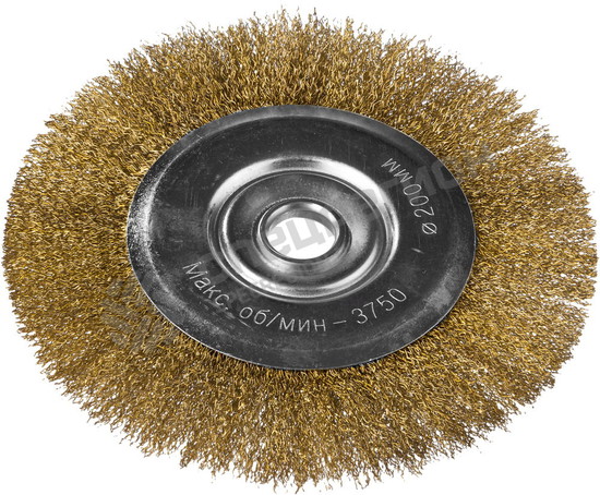 Фотография Щетка 35101-200 DEXX  дисковая  для УШМ, витая стальная латунированная проволока 0,3мм, 200мм/22мм