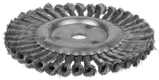 Фотография Щетка 35120-200 STAYER "MASTER" дисковая для УШМ, плетенные пучки проволоки 0,5мм, 200мм/22мм